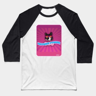 Meower Power Epic Cat Design Baseball T-Shirt